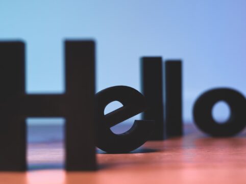 black Hello text decor